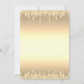 Chic Gold Tiara, Glitter Drift Gold Quinceañera Kaart (Achterkant)