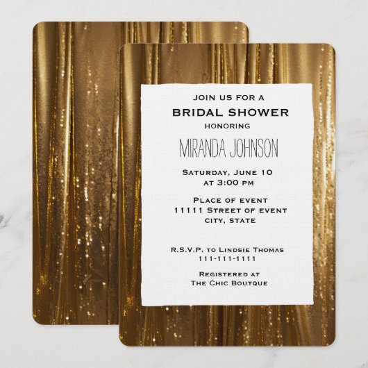 Chic Gold Tinsel Stripes Vrijgezellenfeest Kaart (Voorkant / Achterkant)