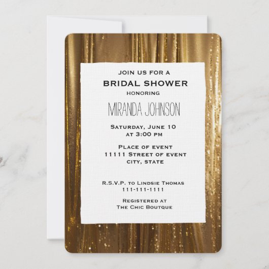 Chic Gold Tinsel Stripes Vrijgezellenfeest Kaart (Voorkant)