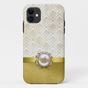 Chic Gold Tone & Cream Damask iPhone 5 Hoesje
