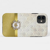Chic Gold Tone & Cream Damask iPhone 5 Hoesje (Achterkant (horizontaal))