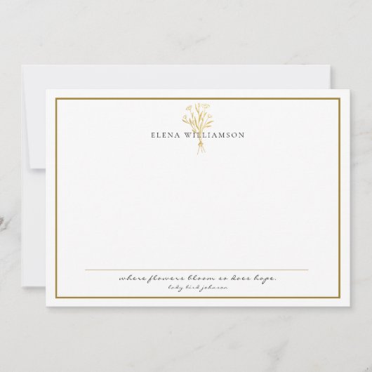 Chic Gold tone Lijst Floral Bouquet Notitiekaartje (Voorkant)