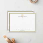 Chic Gold tone Lijst Floral Bouquet Notitiekaartje (Voorkant / Achterkant in situ)