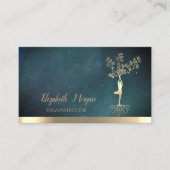 Chic Gold Tree Women Silhouette, Yoga Visitekaartje (Voorkant)