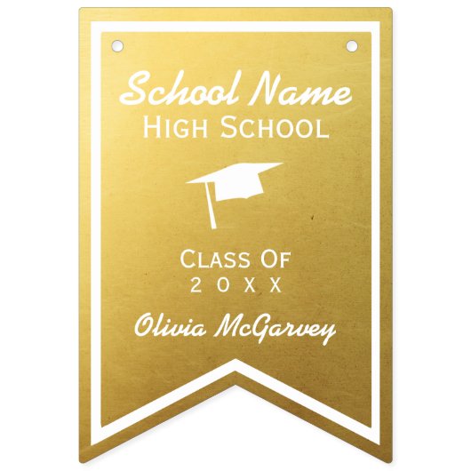 Chic Gold Trendy Afstuderen Class of 20XX Bunting Vlaggetjes (Eerste vlag)