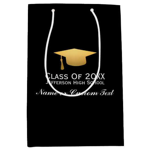 Chic Gold Trendy Graduation Party Class of 2017 Medium Cadeauzakje (Voorkant)