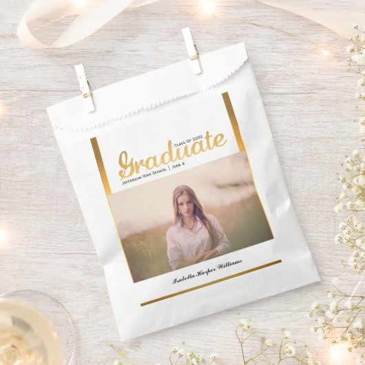 Chic Gold Trendy Graduation Party Class of 20XX Bedankzakje (Geknipt)