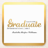 Chic Gold Trendy Graduation Party Class of 20XX Kartonnen Onderzetters (Voorkant)