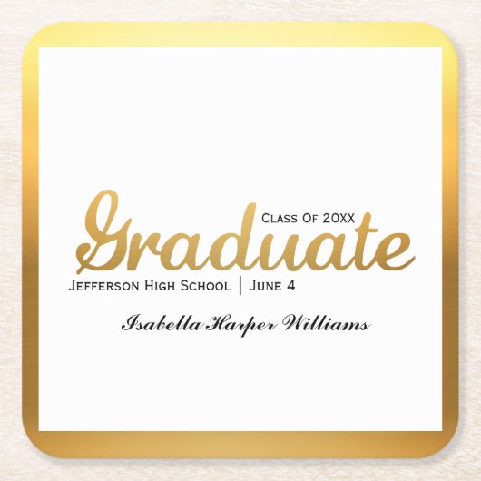Chic Gold Trendy Graduation Party Class of 20XX Kartonnen Onderzetters (Voorkant)