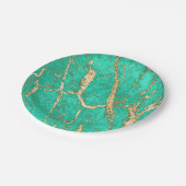 Chic Gold Turquoise Marble Pattern Papieren Bordje (Gekanteld)