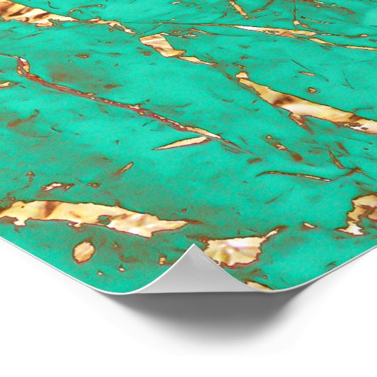 Chic Gold Turquoise Marble Pattern Poster (Hoek)