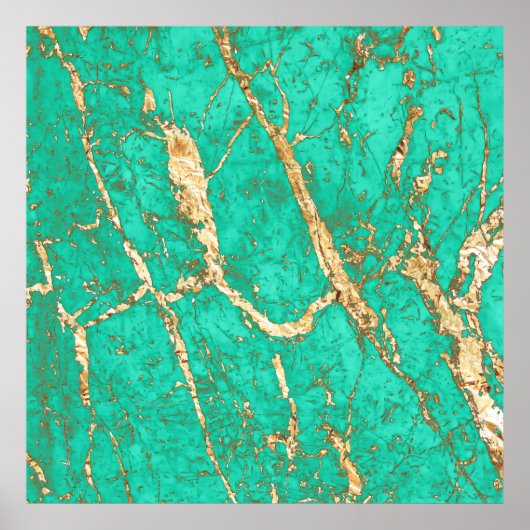 Chic Gold Turquoise Marble Pattern Poster (Voorkant)