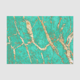 Chic Gold Turquoise Marble Pattern Tissuepapier