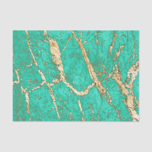 Chic Gold Turquoise Marble Pattern Tissuepapier (Voorkant)