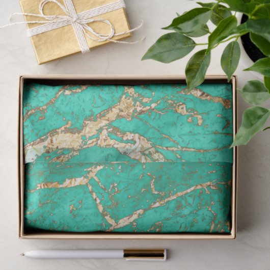 Chic Gold Turquoise Marble Pattern Tissuepapier (Geschenk)