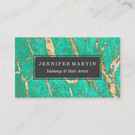 Chic Gold Turquoise Marble Pattern Visitekaartje