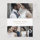 Chic Gold Typografie 3 Foto Collage Hartelijk dank Briefkaart (Voorkant)
