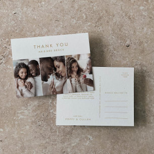 Chic Gold Typografie 3 Foto sjabloon Dank je wel Briefkaart