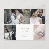 Chic Gold Typografie 4 Foto Template Dank u Briefkaart (Voorkant)