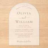 Chic Gold Typografie Wedding Frosted Arch Acryl Uitnodigingen (Voorkant)