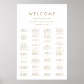 Chic Gold Typography Alfabetical Seating Chart Poster (Voorkant)