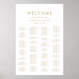 Chic Gold Typography Alfabetical Seating Chart Poster