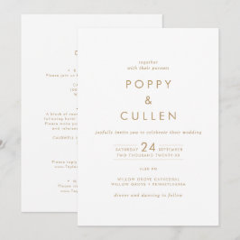 Chic Gold Typography All-in-One Wedding Kaart