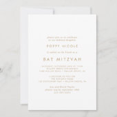 Chic Gold Typography Bat Mitzvah Kaart (Voorkant)