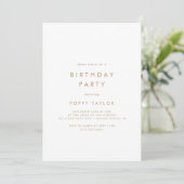 Chic Gold Typography Birthday Party Kaart (Staand voorkant)