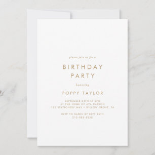 Chic Gold Typography Birthday Party Kaart
