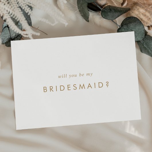 Chic Gold Typography Bridesmaid proposal Kaart