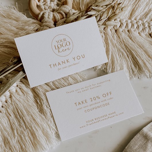 Chic Gold Typography Business Logo Bedankt Kortingskaartje