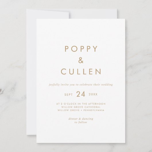 Chic Gold Typography Casual Wedding Invitation Kaart (Voorkant)
