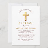Chic Gold Typography Cross Baptisme Kaart (Voorkant)