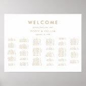 Chic Gold Typography Horizontal Seating Chart Poster (Voorkant)
