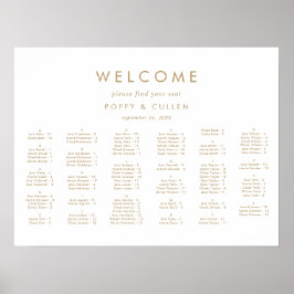 Chic Gold Typography Horizontal Seating Chart Poster