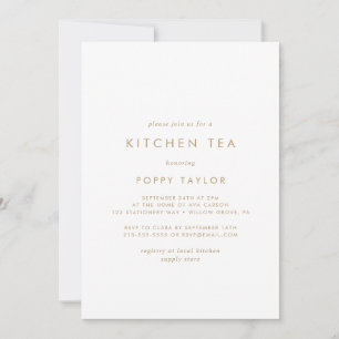 Chic Gold Typography Kitchen Tea Vrijgezellenfeest Kaart