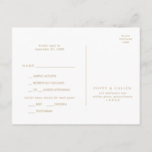 Chic Gold Typography Menu Keuze RSVP Briefkaart