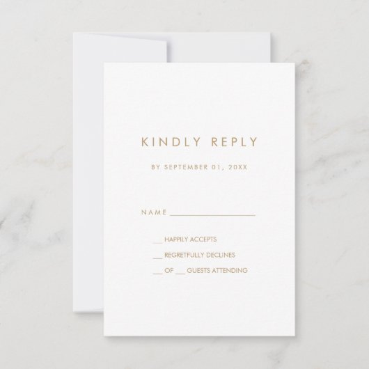 Chic Gold Typography Simple RSVP Card (Voorkant)