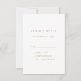 Chic Gold Typography Simple RSVP Card Kaartje
