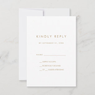 Chic Gold Typography Simple RSVP Card Kaartje