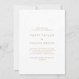 Chic Gold Typography The Wedding of Invitation Kaart