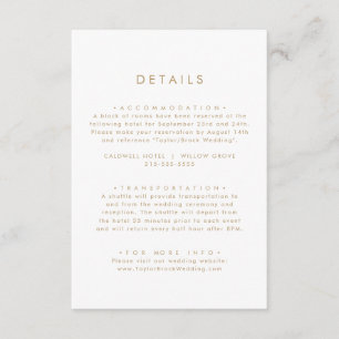 Chic Gold Typography Wedding Details Informatiekaartje