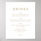 Chic Gold Typography Wedding Drinken Menu Sign Poster (Voorkant)