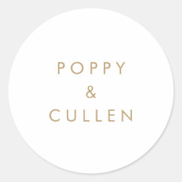 Chic Gold Typography Wedding Envelope Seals Ronde Sticker