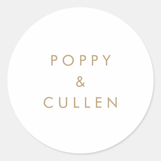 Chic Gold Typography Wedding Envelope Seals Ronde Sticker (Voorkant)