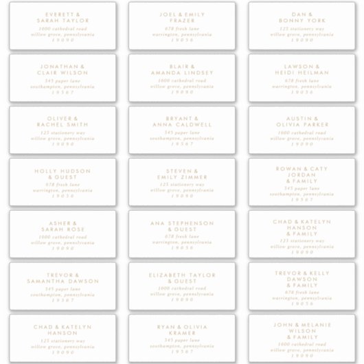 Chic Gold Typography Wedding Guest Adresetiketten Sticker (Voorkant)