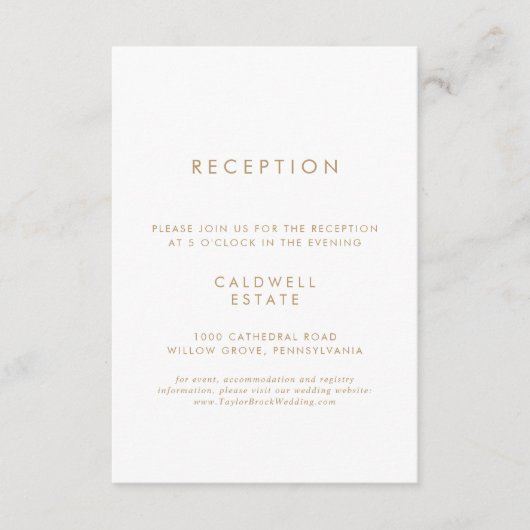 Chic Gold Typography Wedding Reception Informatiekaartje (Voorkant)