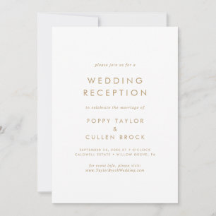 Chic Gold Typography Wedding Reception Uitnodiging