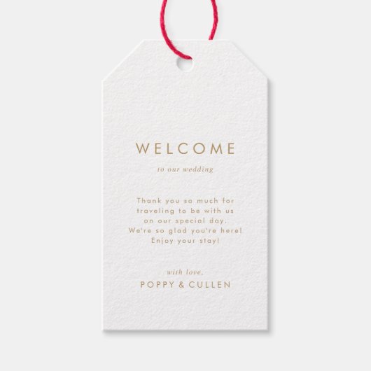 Chic Gold Typography Wedding Welcome Gift Labels Cadeaulabel (Voorkant)